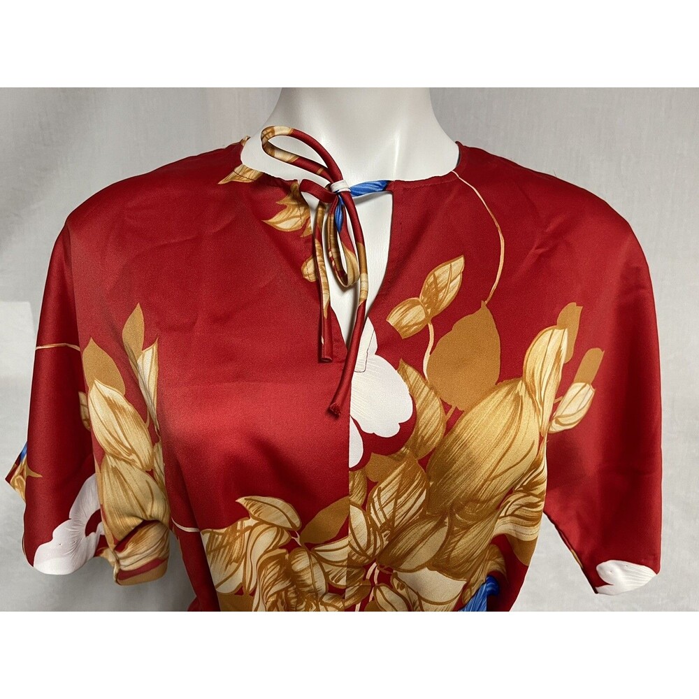 Vintage Andrade Honolulu Womens Hawaiian Tiki Resort Beach Red Blue Flowers Med